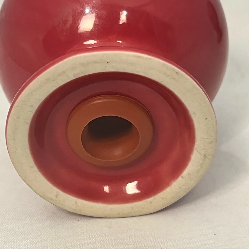 Vintage Fiestaware Small Red Ceramic Round Salt And Pepper Shakers